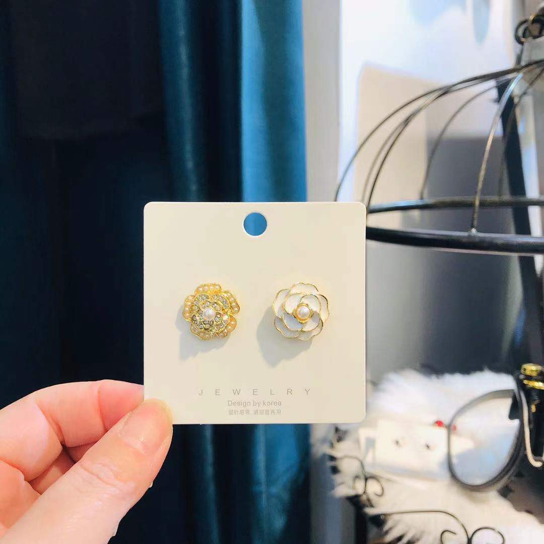 Asymmetric Camellia Earrings