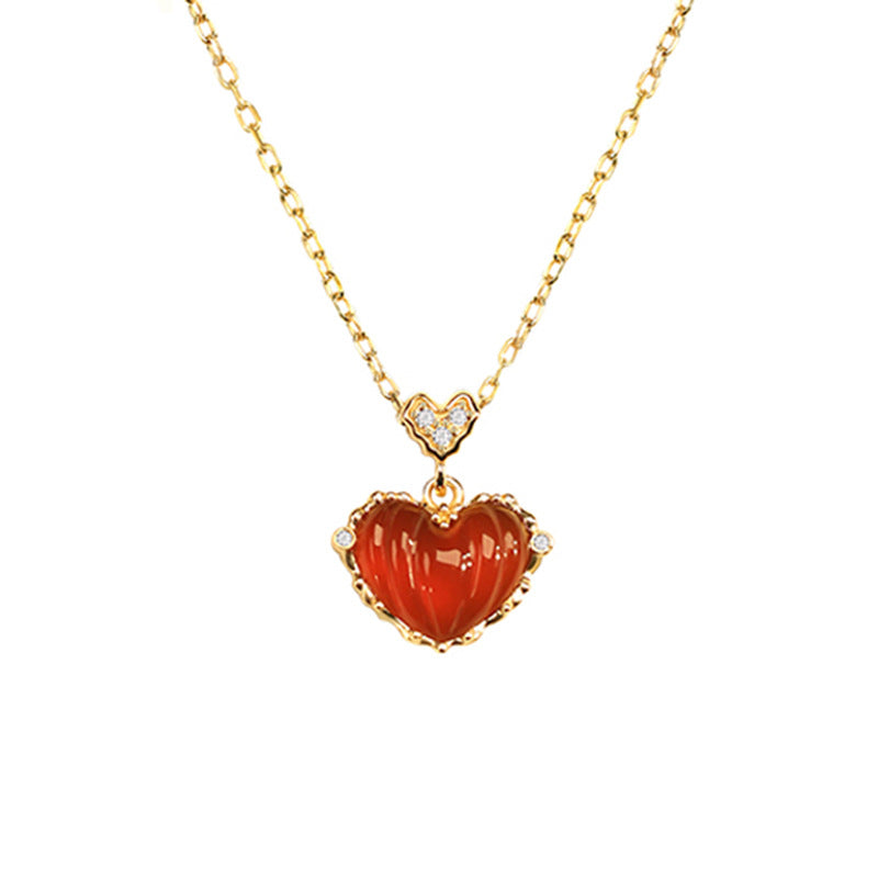 Vintage Red Love Agate Necklace