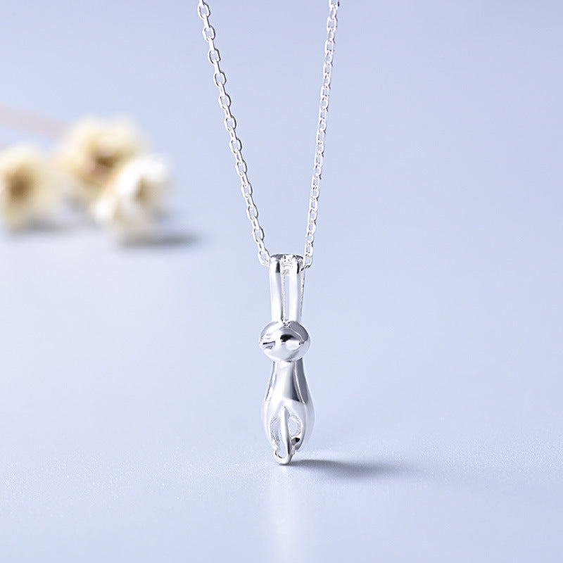 Hanging Cat Sterling Silver Necklace