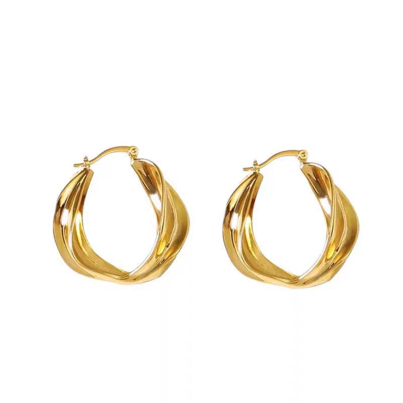 Thick Copper Hoop Earring