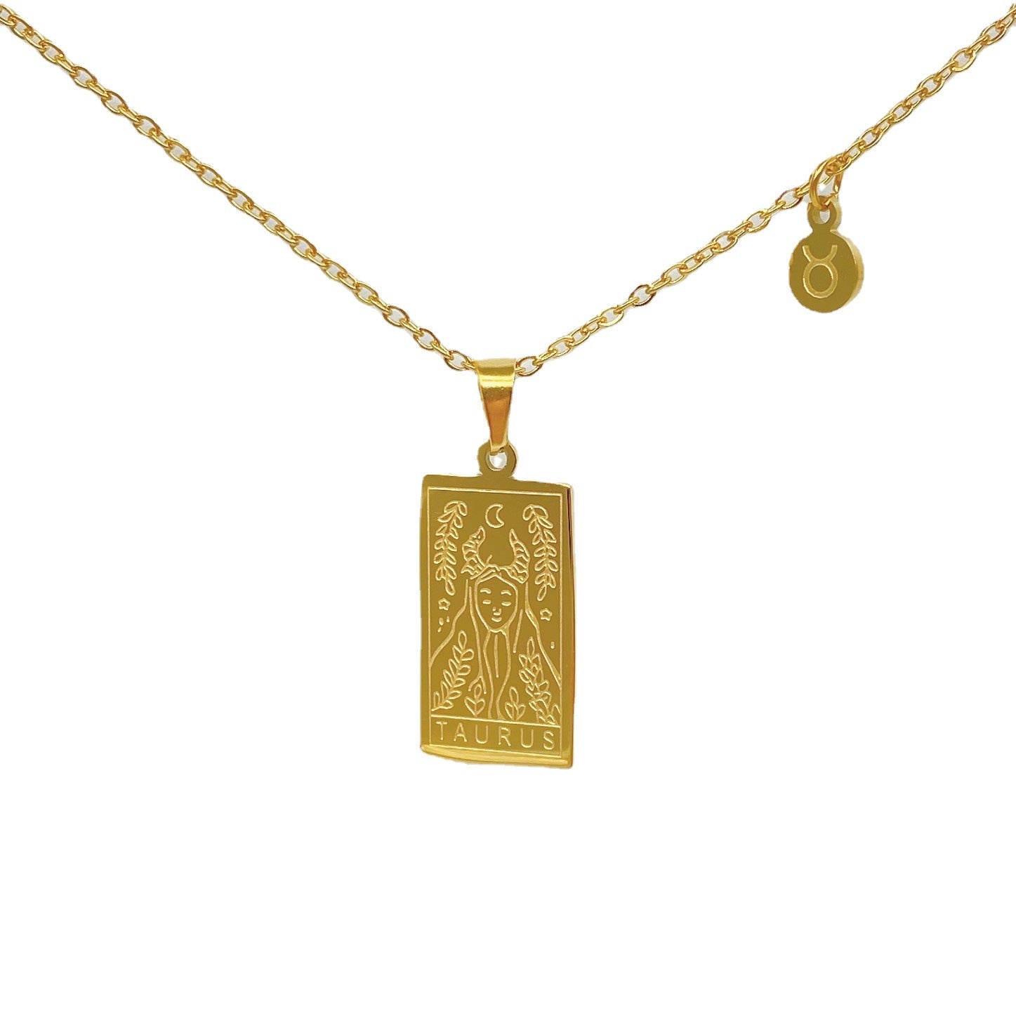 GOLD Square Zodiac Sign  Necklace