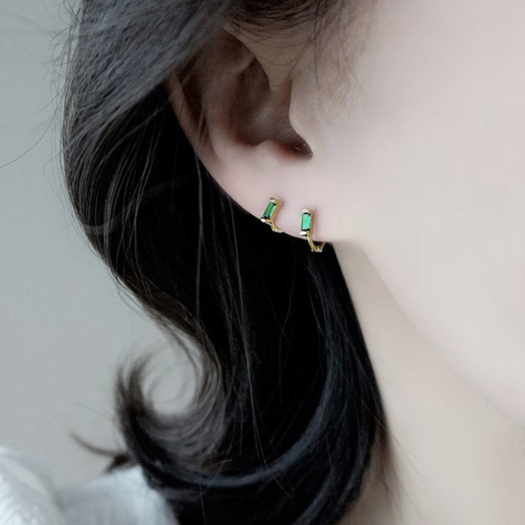 Emerald square earrings