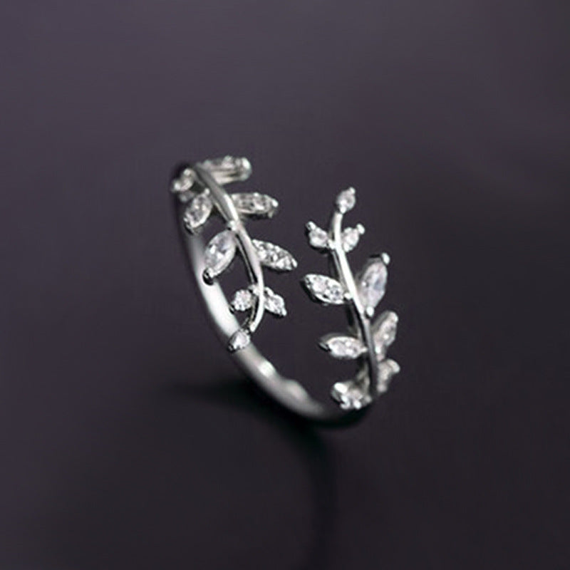 S925 Silver Adjustable Leaf Ring