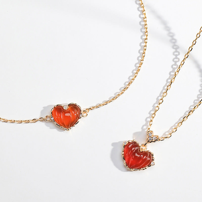 Vintage Red Love Agate Necklace