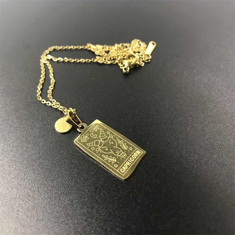 GOLD Square Zodiac Sign  Necklace