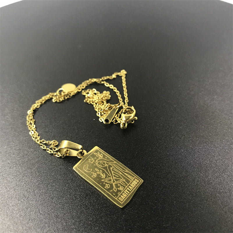 GOLD Square Zodiac Sign  Necklace