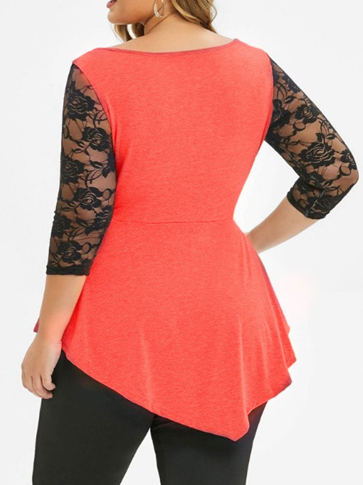 Oversiize Lace Iregular Hem Tops