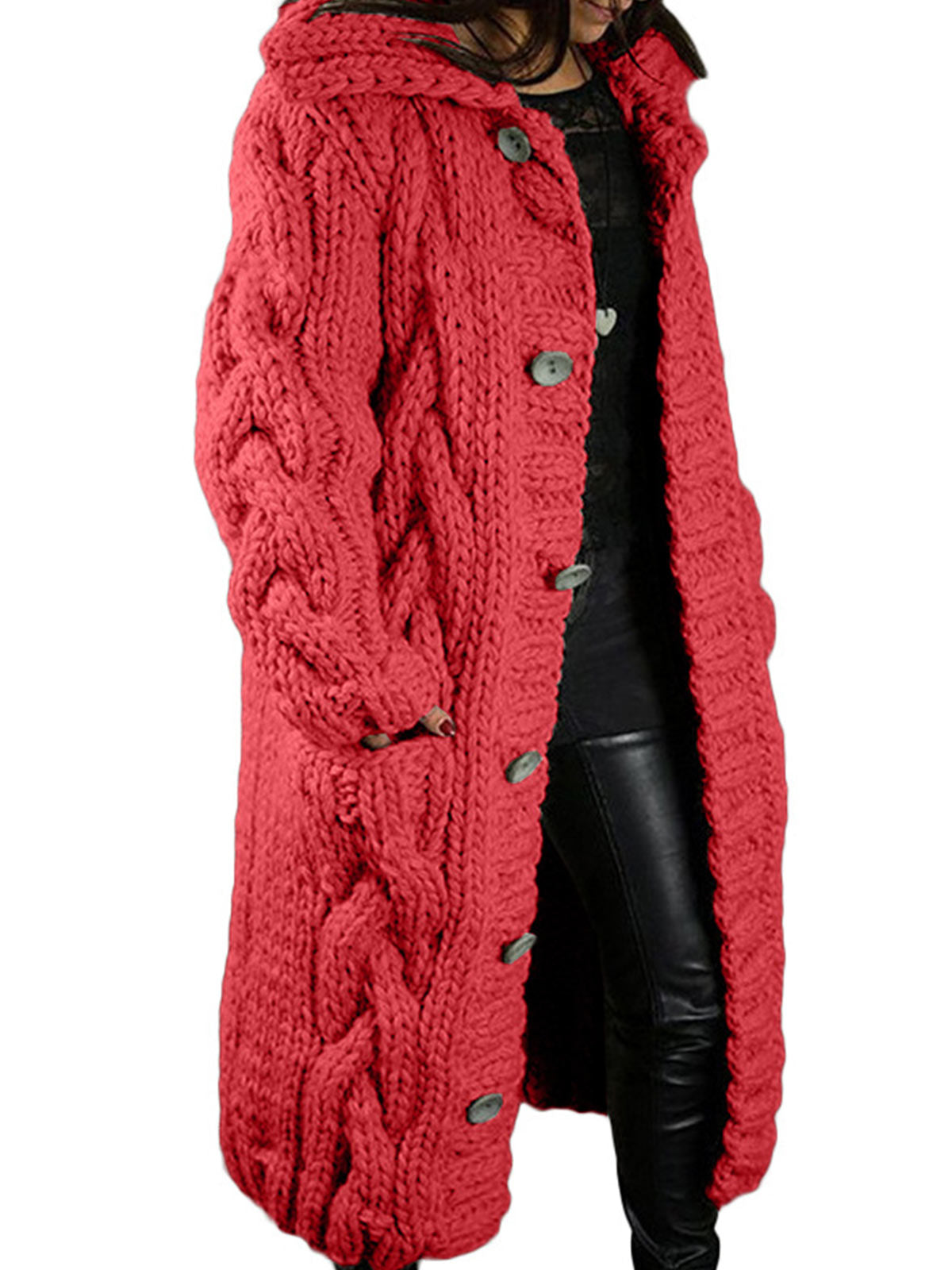 Knitted Thick-Line Cardigan Coat