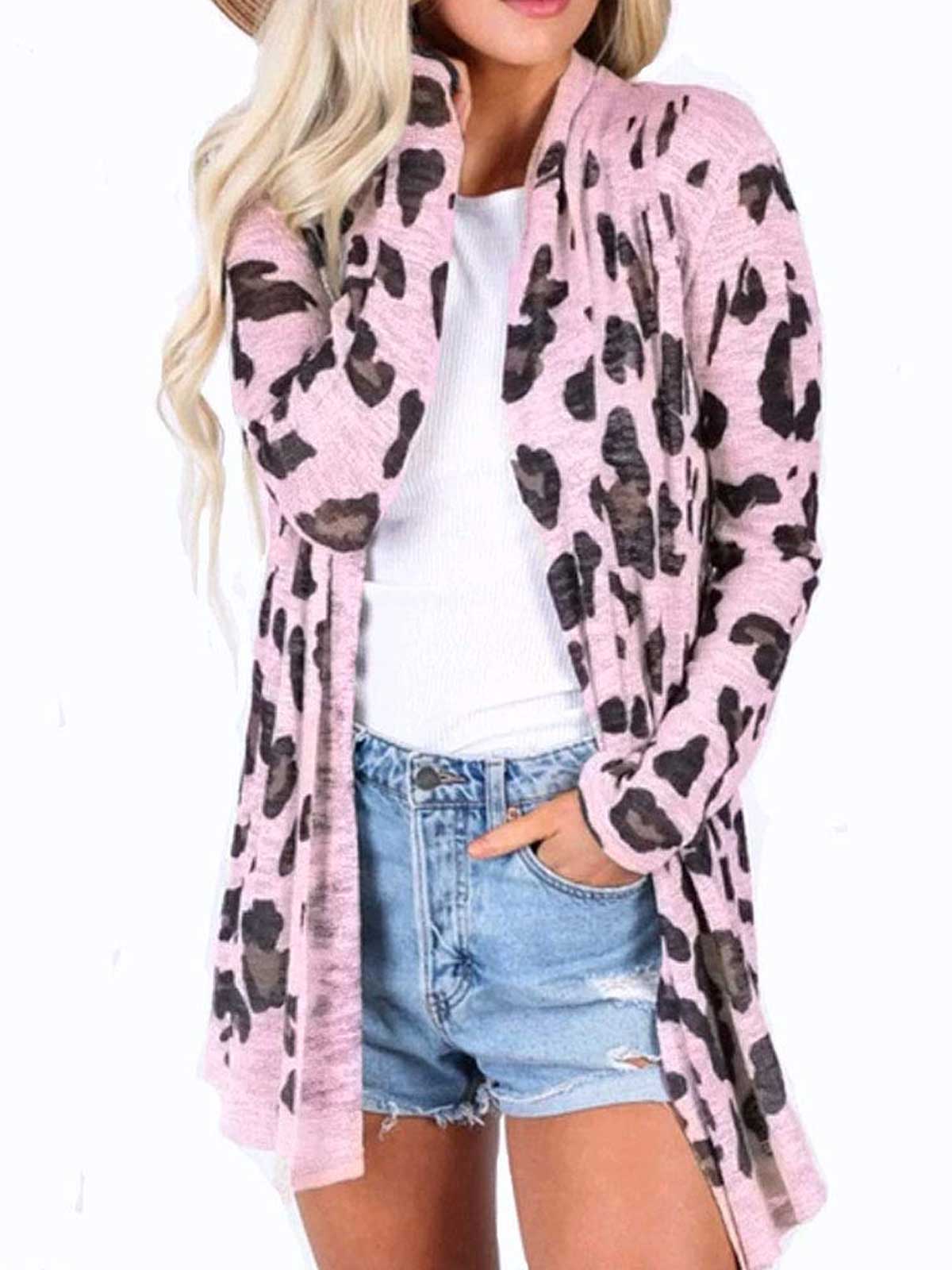 Long Sleeve Leopard Print Cardigans