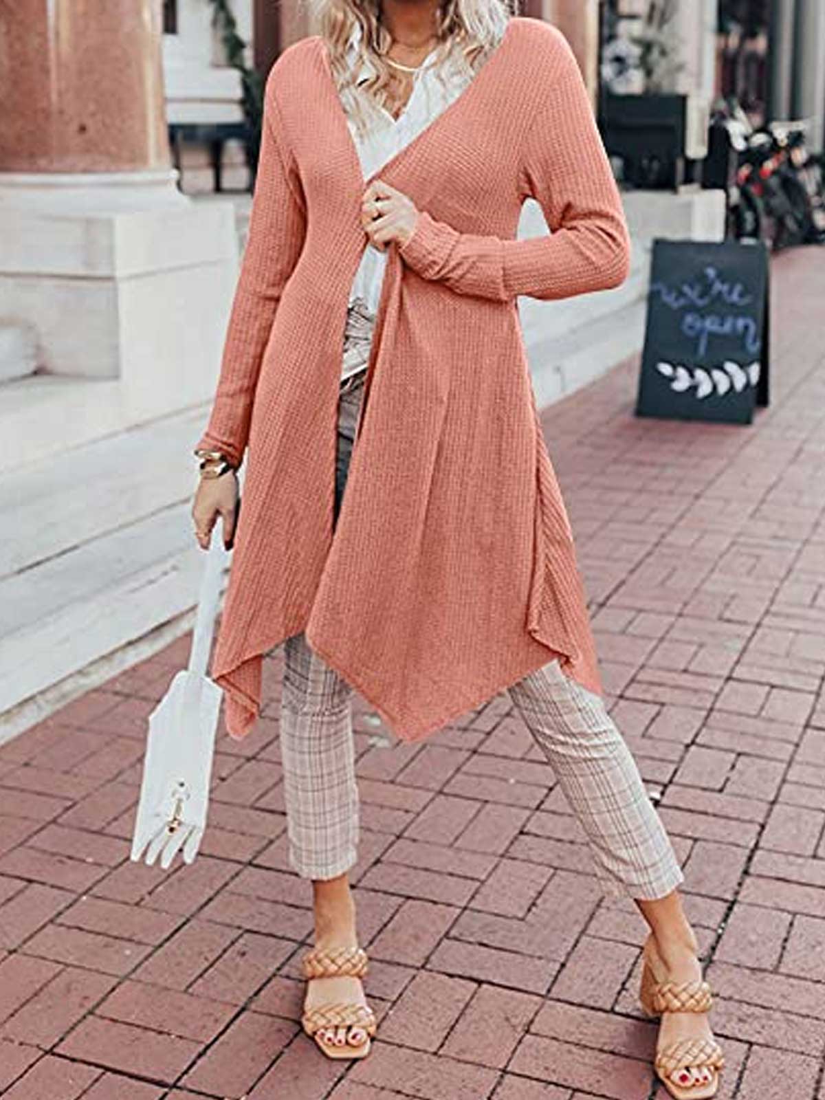 Irregular Hem Front Open Cardigan