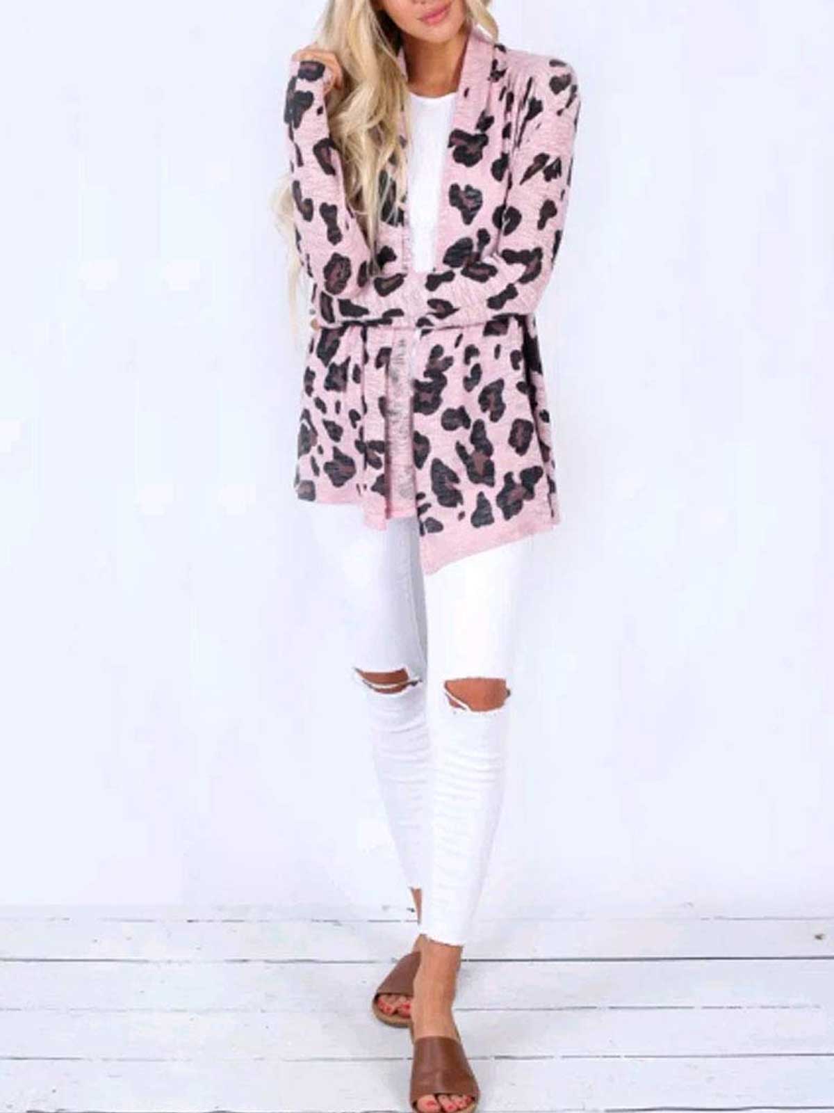 Long Sleeve Leopard Print Cardigans