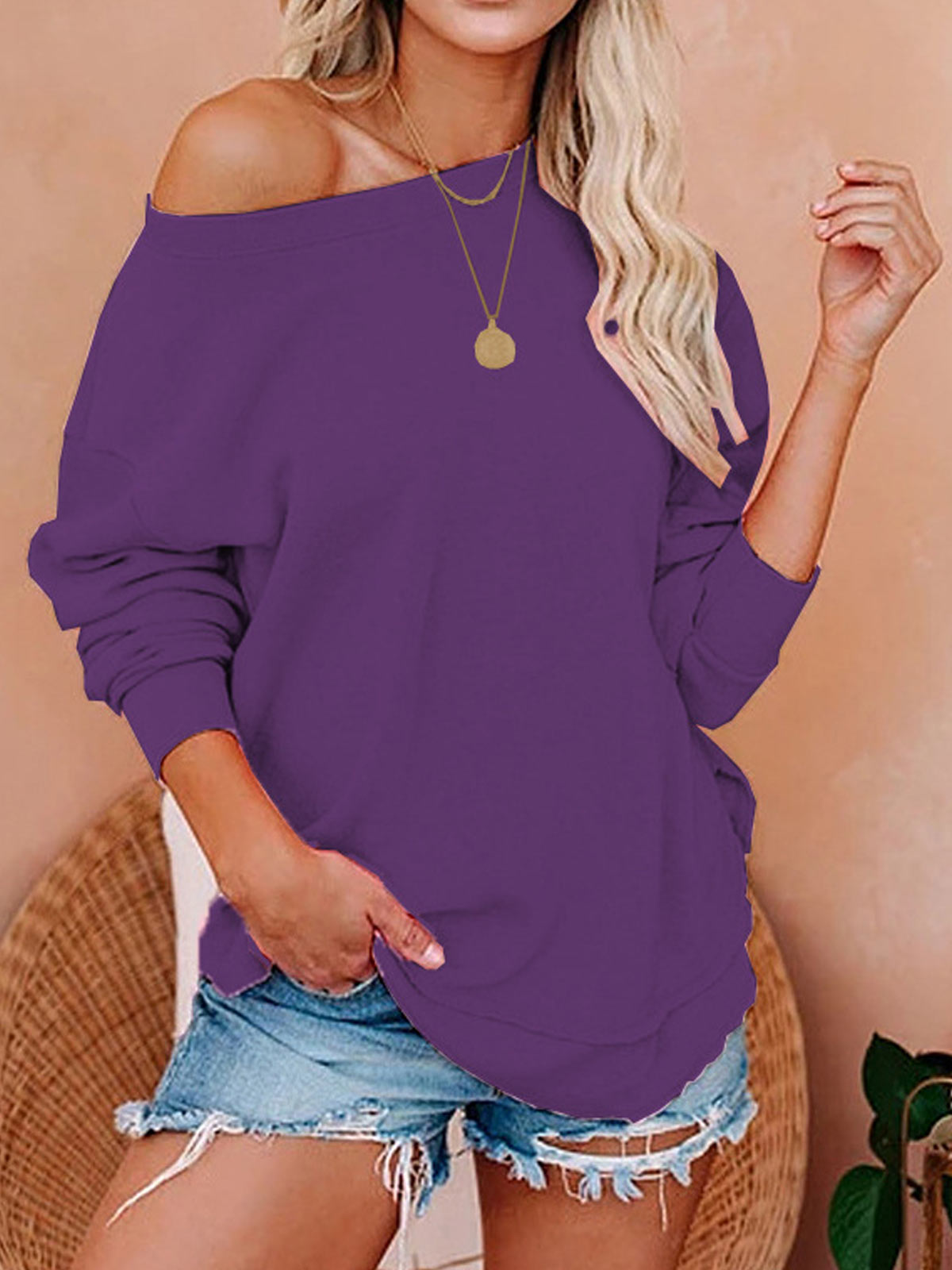 Off Shoulder Solid Tops