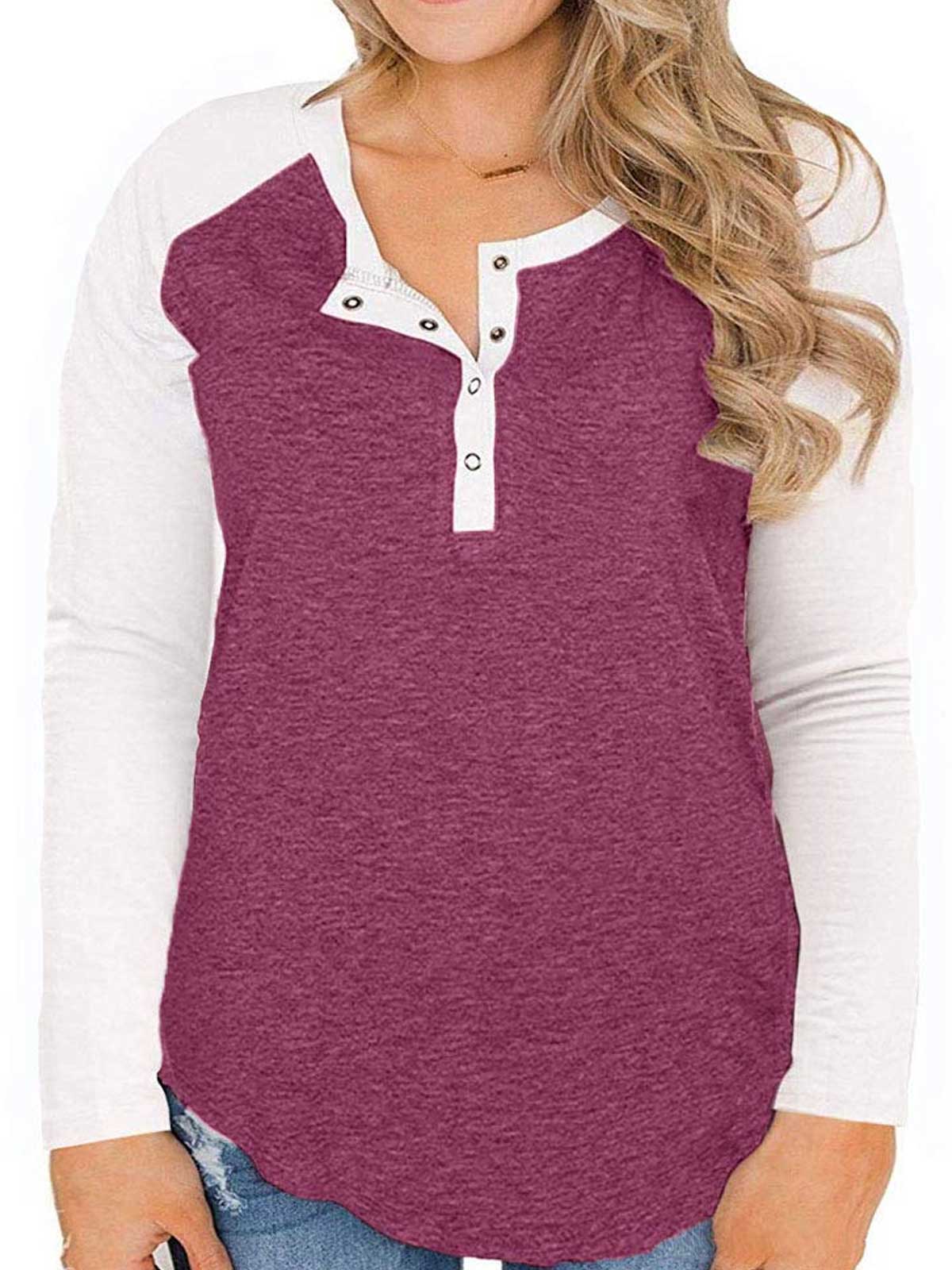 Plus Size Button Down Raglan Sleeve Tops