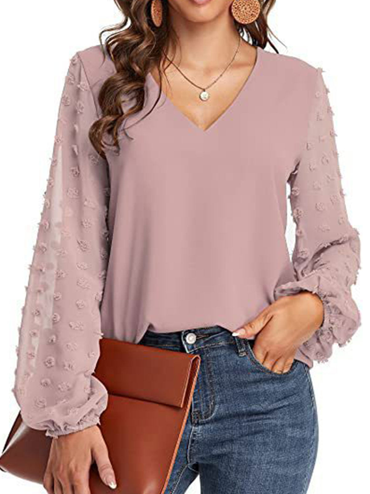 Puff Sleeve Solid Color Tops