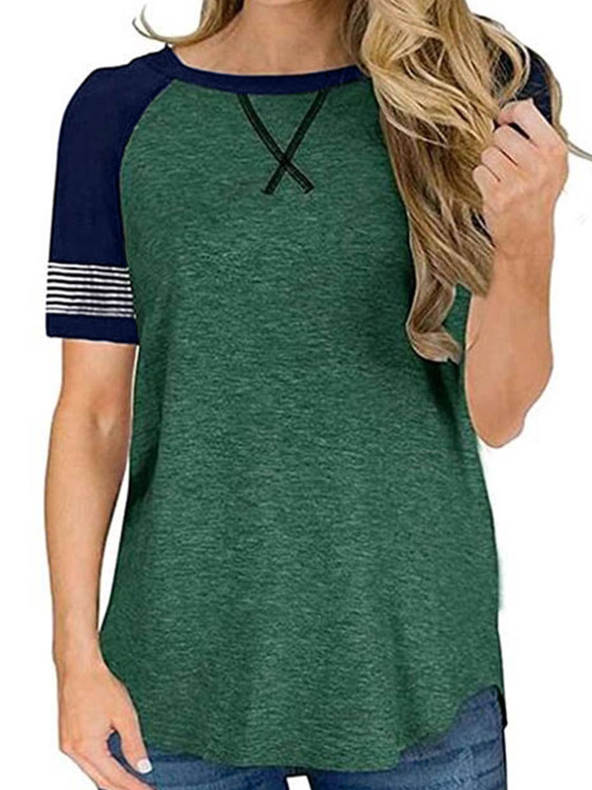 Color Block Raglan Sleeve Tee