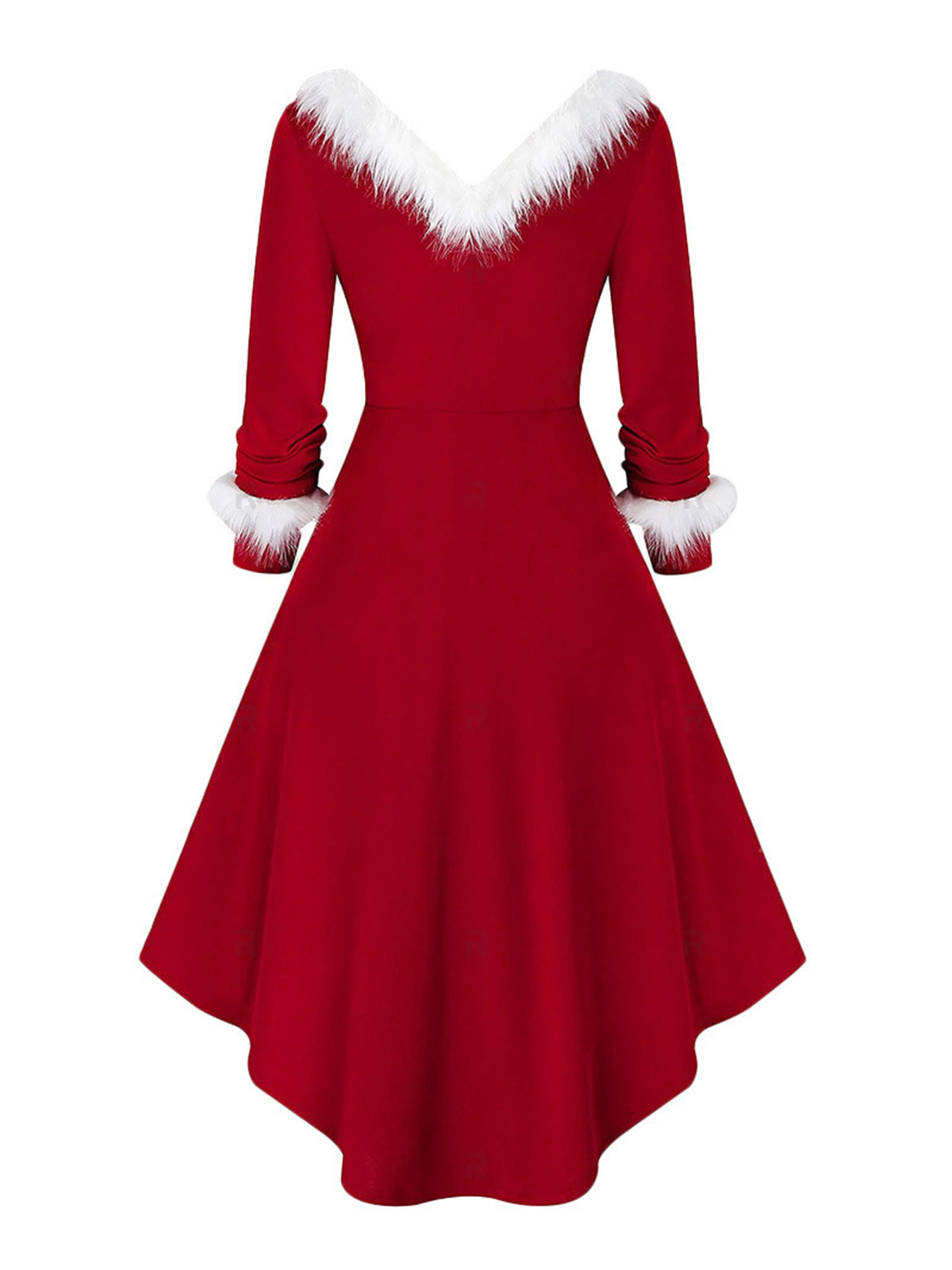 🎄Christmas Faux Fur Panel Asymmetric MIDI Dresses🎄