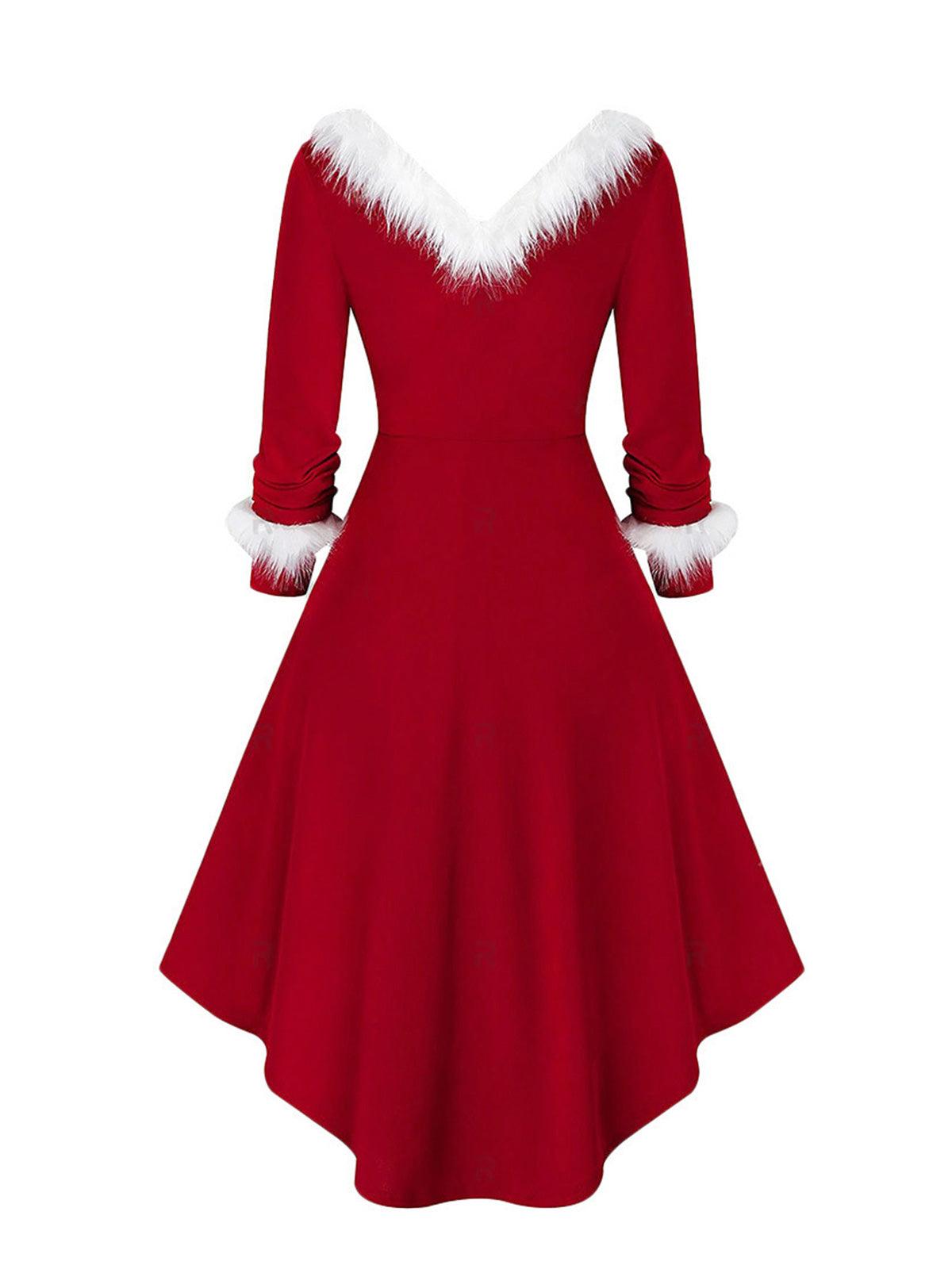 🎄Christmas Faux Fur Panel Asymmetric MIDI Dresses🎄