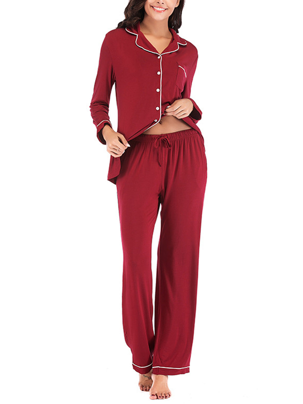 Satin Button Down Silk Soft Pajamas Sets