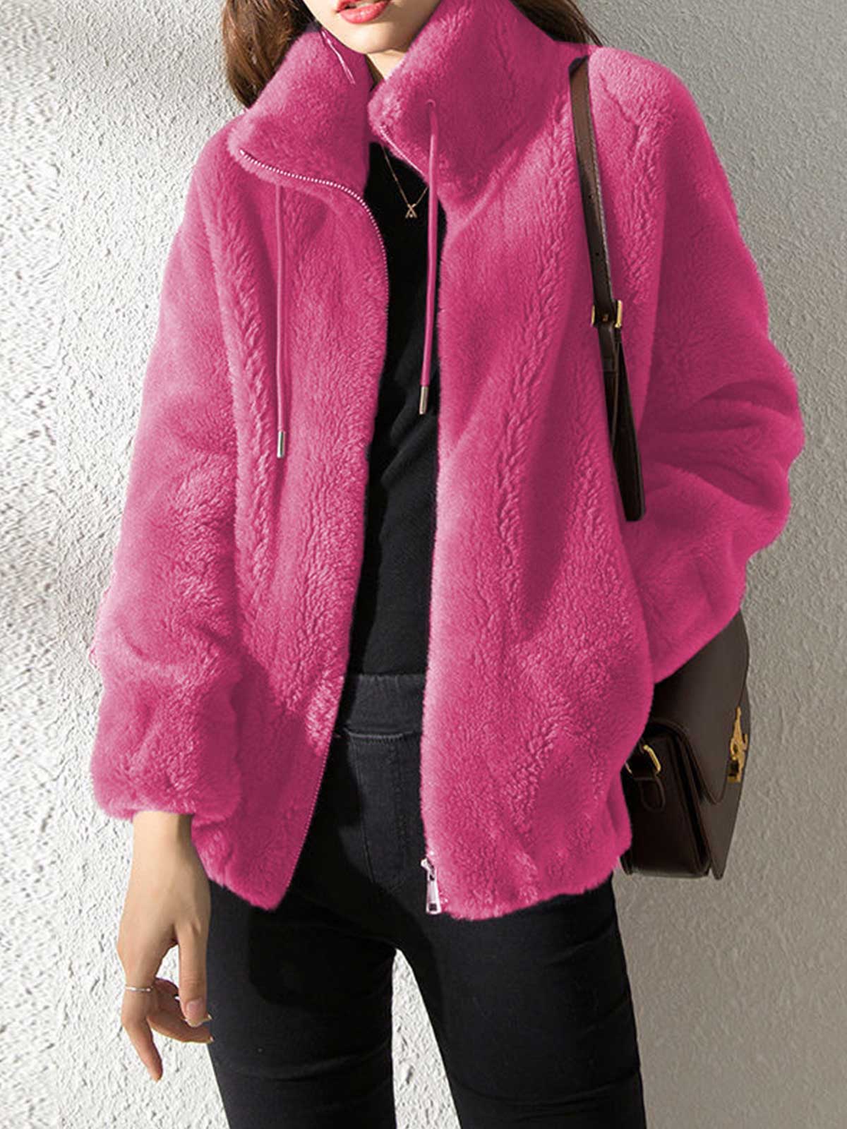 Stand-collar Double-faced Fleece Jacket