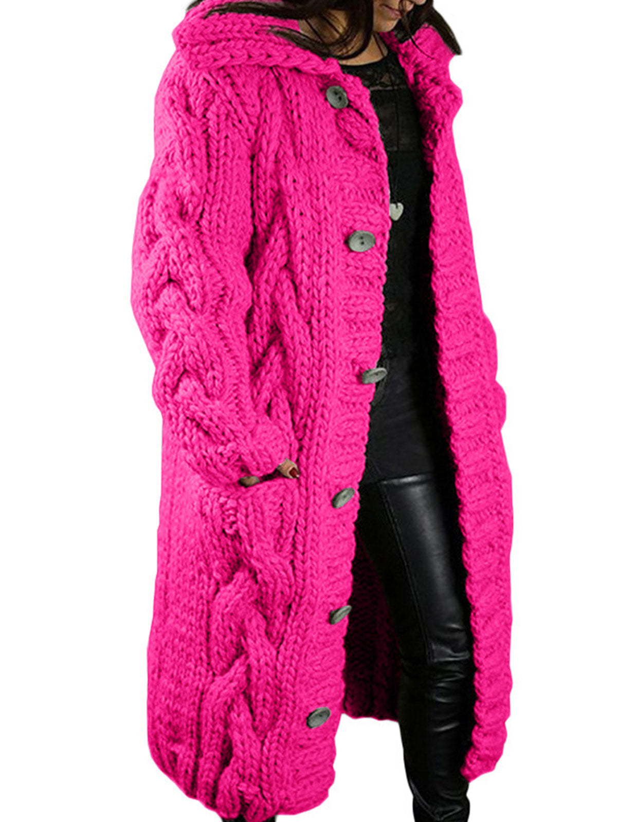 Knitted Thick-Line Cardigan Coat