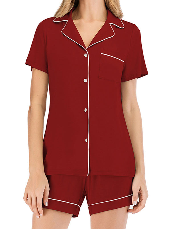 Satin Button Down Short Pajamas Sets