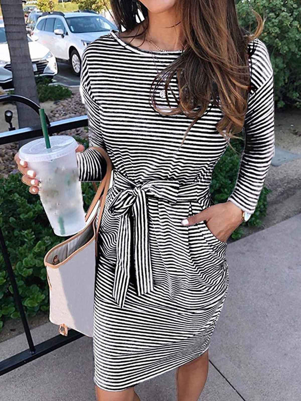 Striped Tie Knot Midi Dress