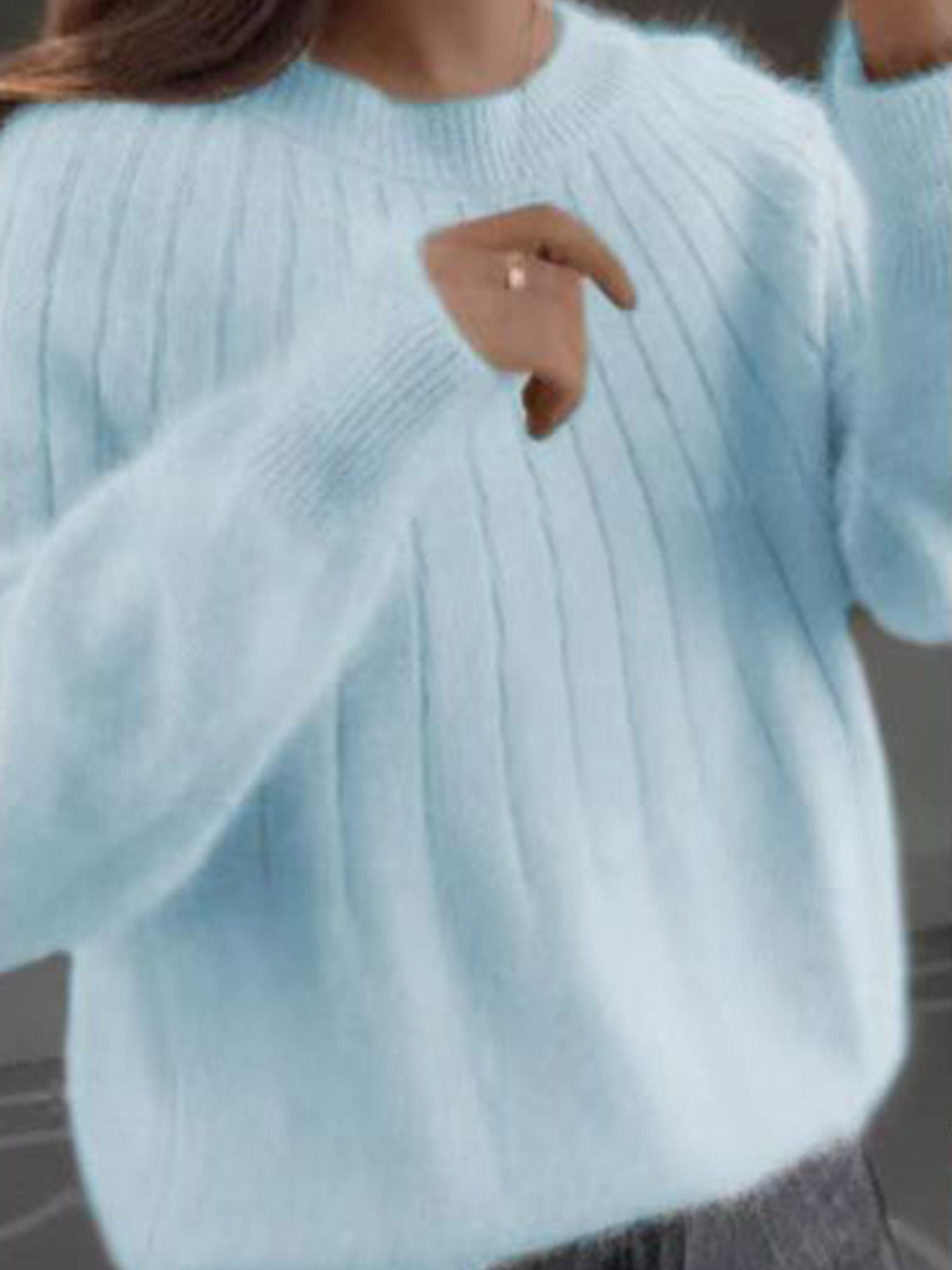 🔥Cashmere Solid Color Fluffy Knitting Sweater