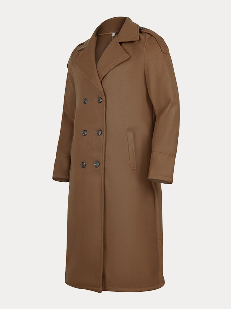 Classic Solid Long Tweed Coat