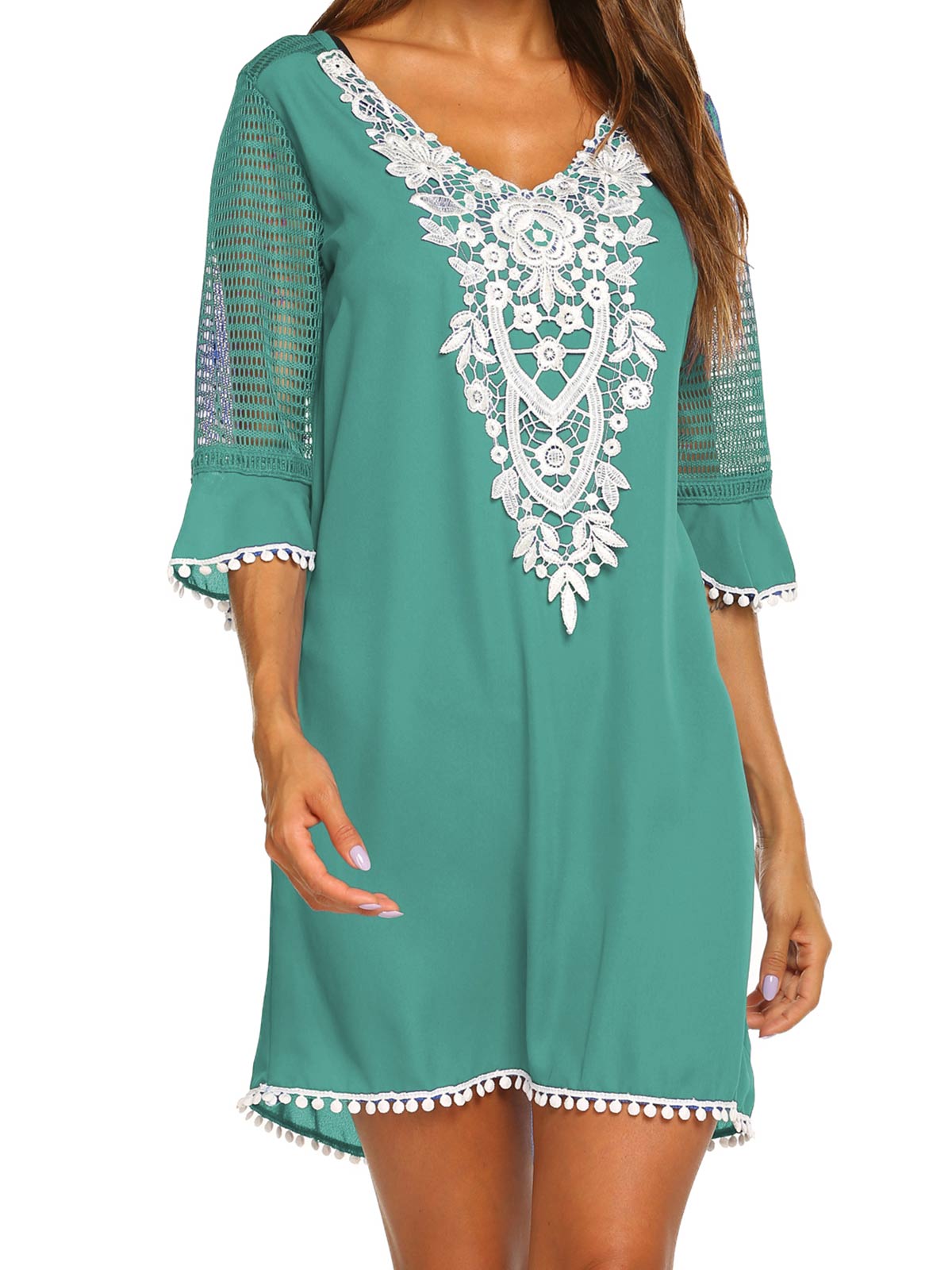 Lace Crochet Chiffon Coverups