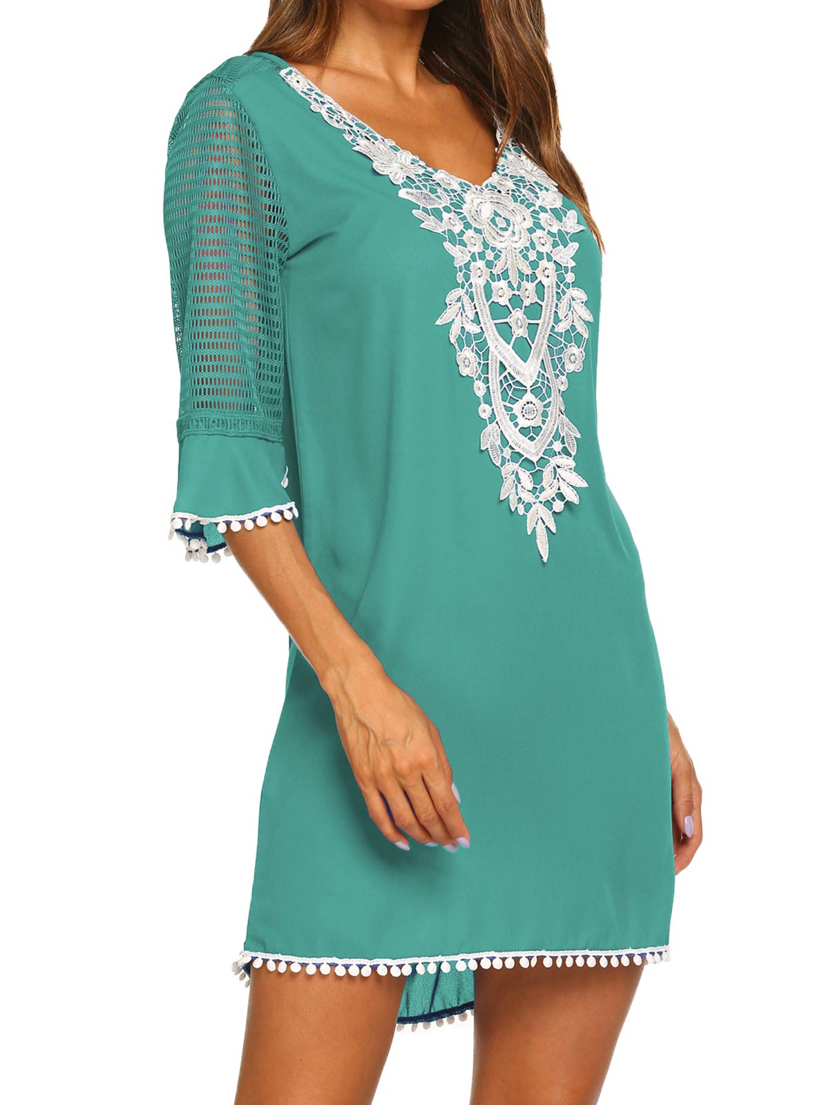 Lace Crochet Chiffon Coverups