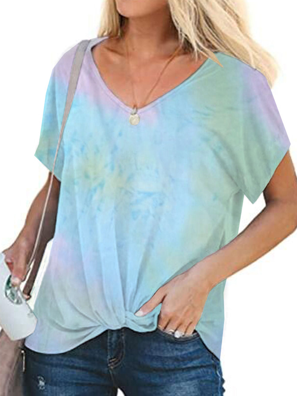 Tie Dye Knot Front T Shirts