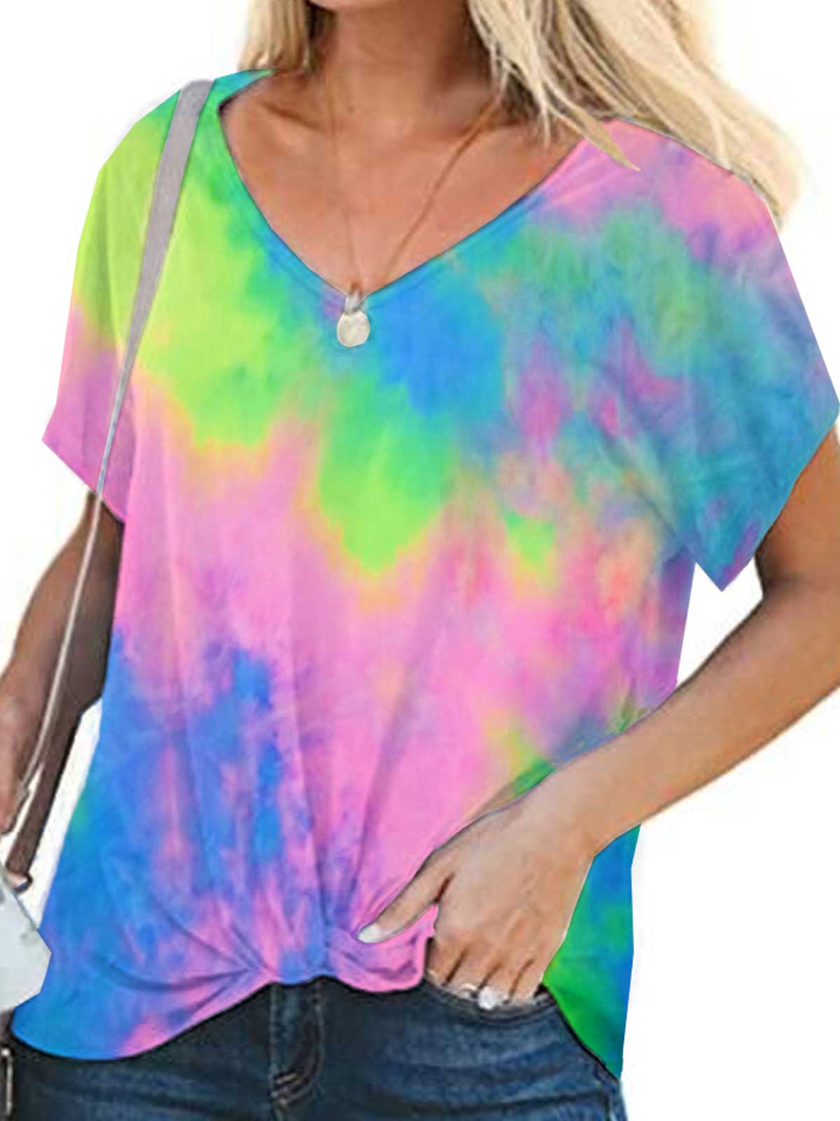 Tie Dye Knot Front T Shirts