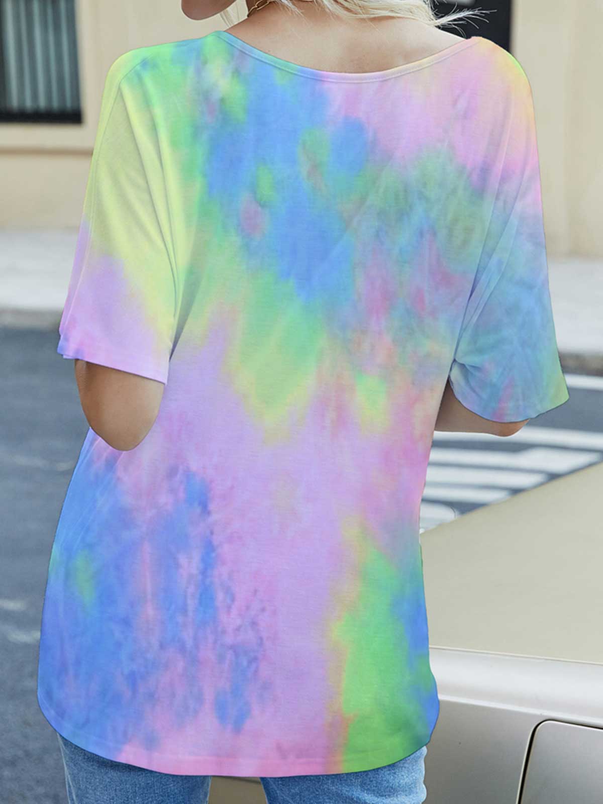 Tie Dye Knot Front T Shirts