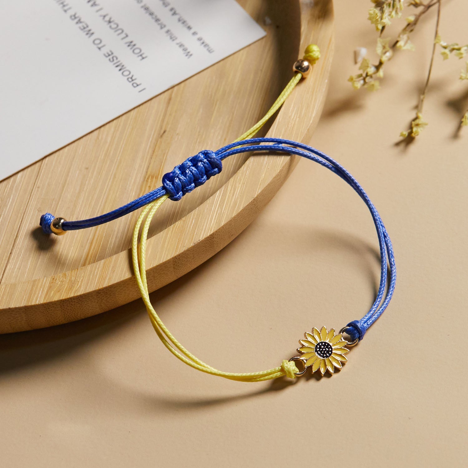 Yellow Blue Sunflower Bracelet