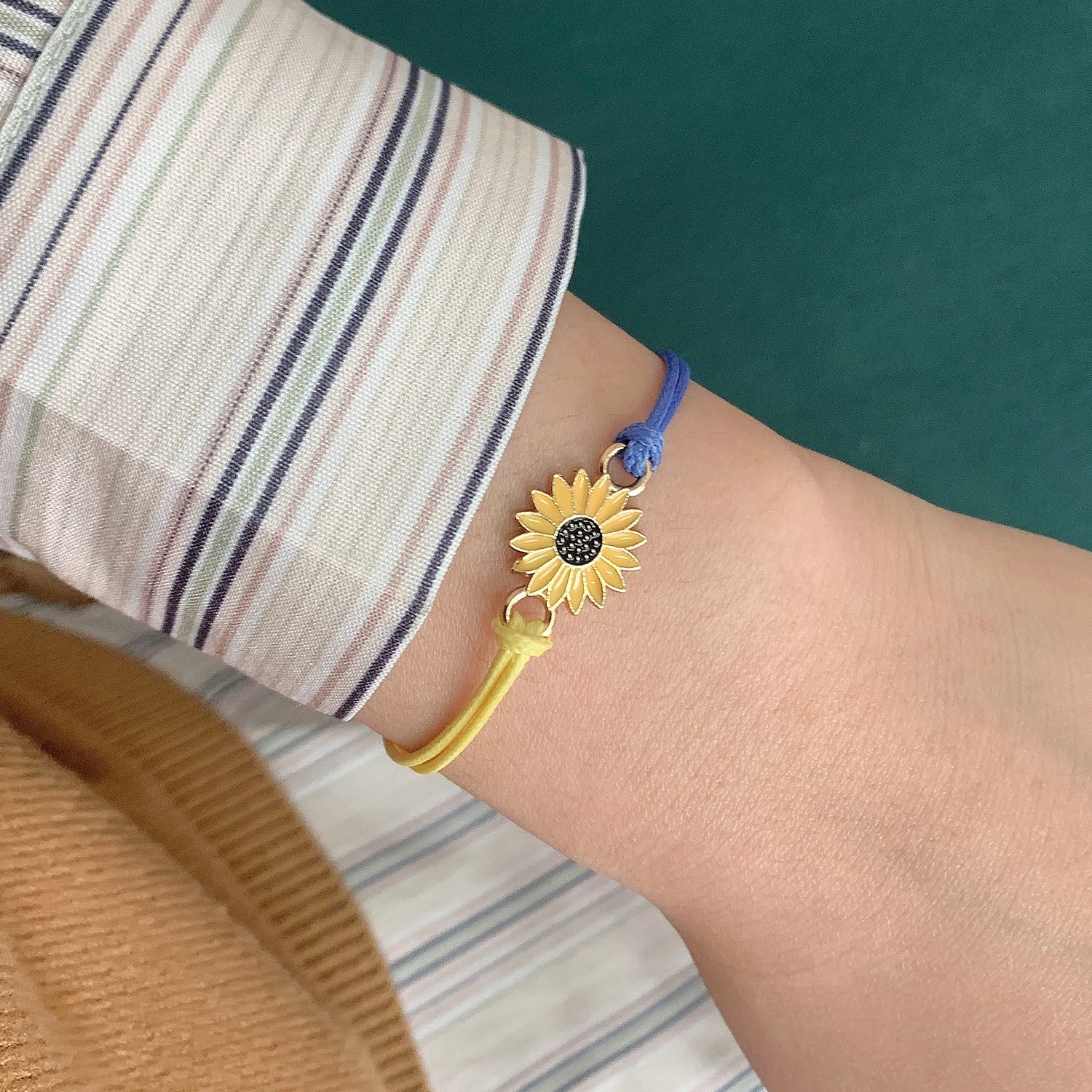 Yellow Blue Sunflower Bracelet