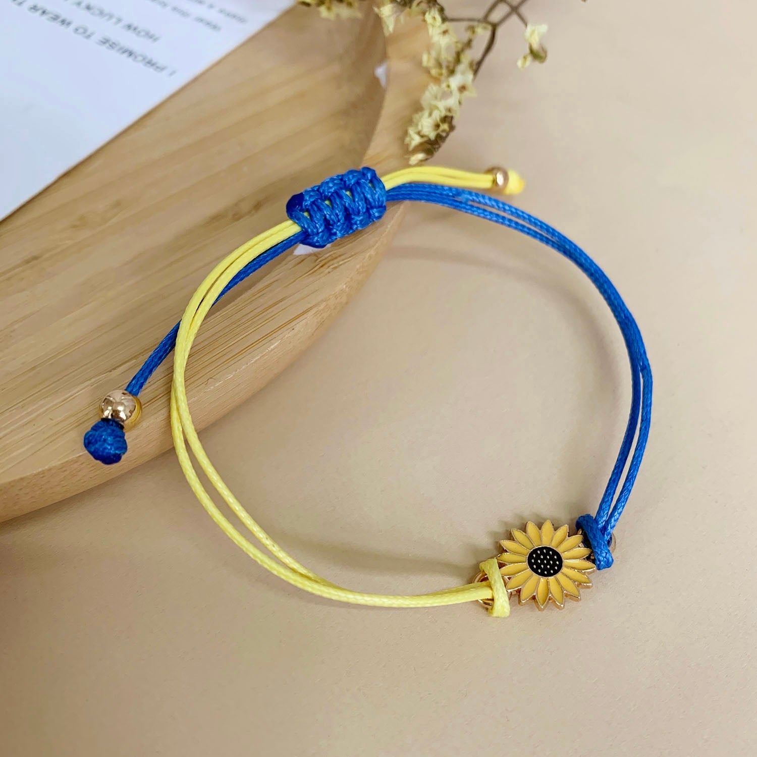 Yellow Blue Sunflower Bracelet