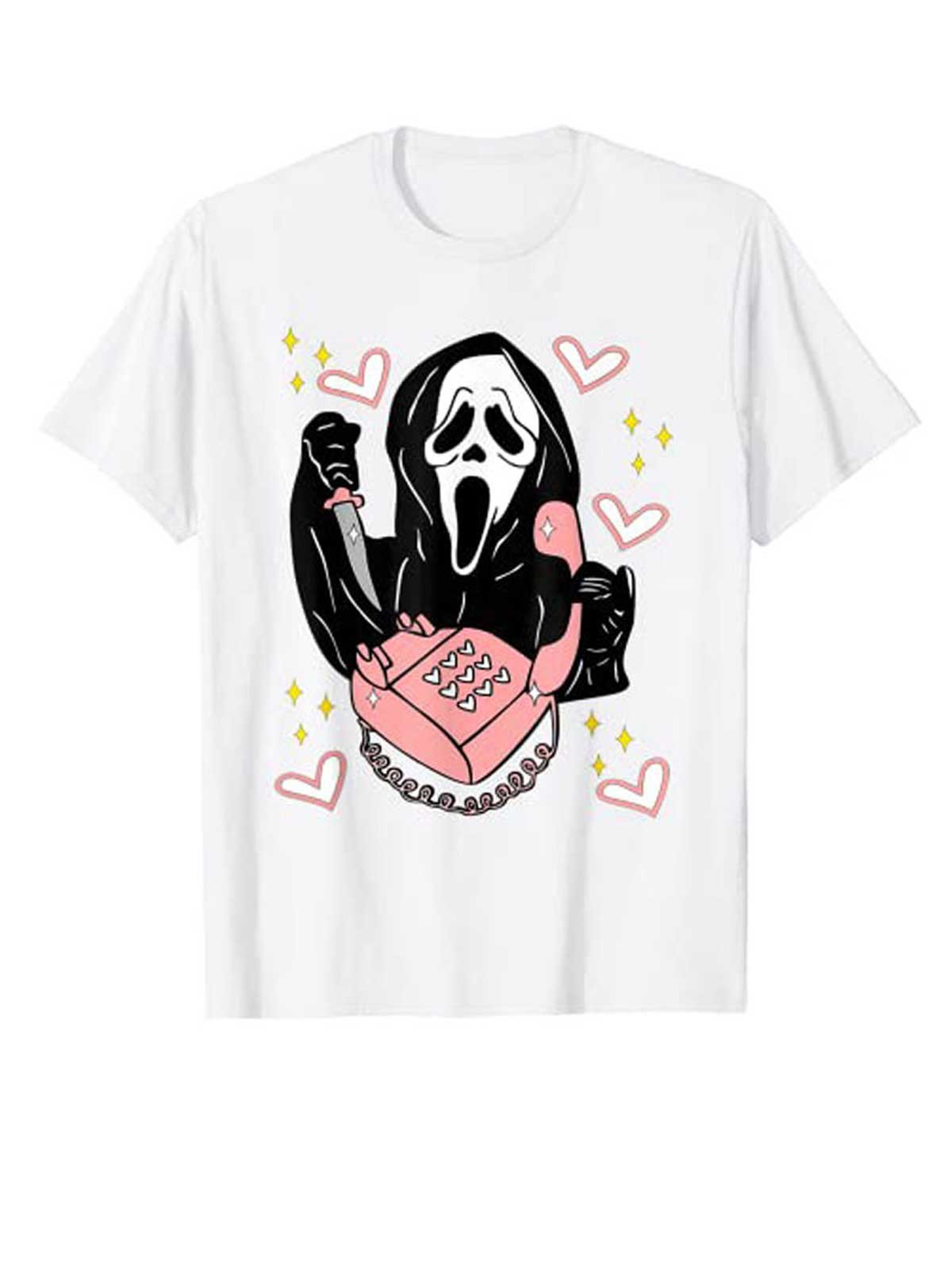 Ghost Print Plain T-shirt