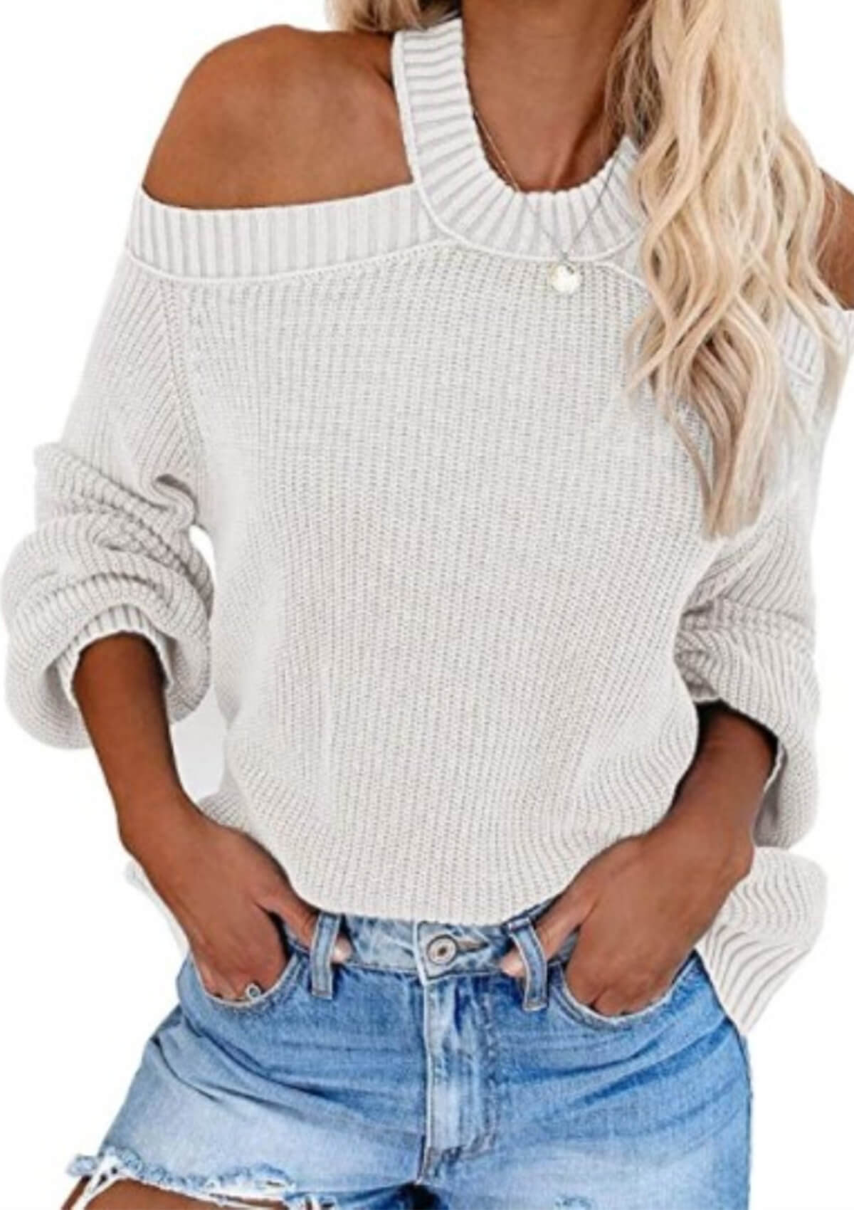 Cold Shoulder Knit Sweater