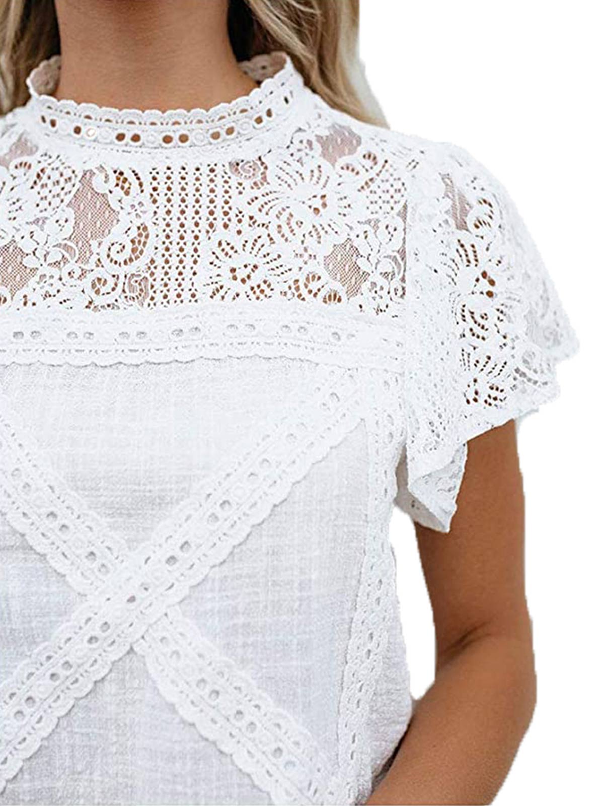 Ruffles Lace Sleeve Plain Tops