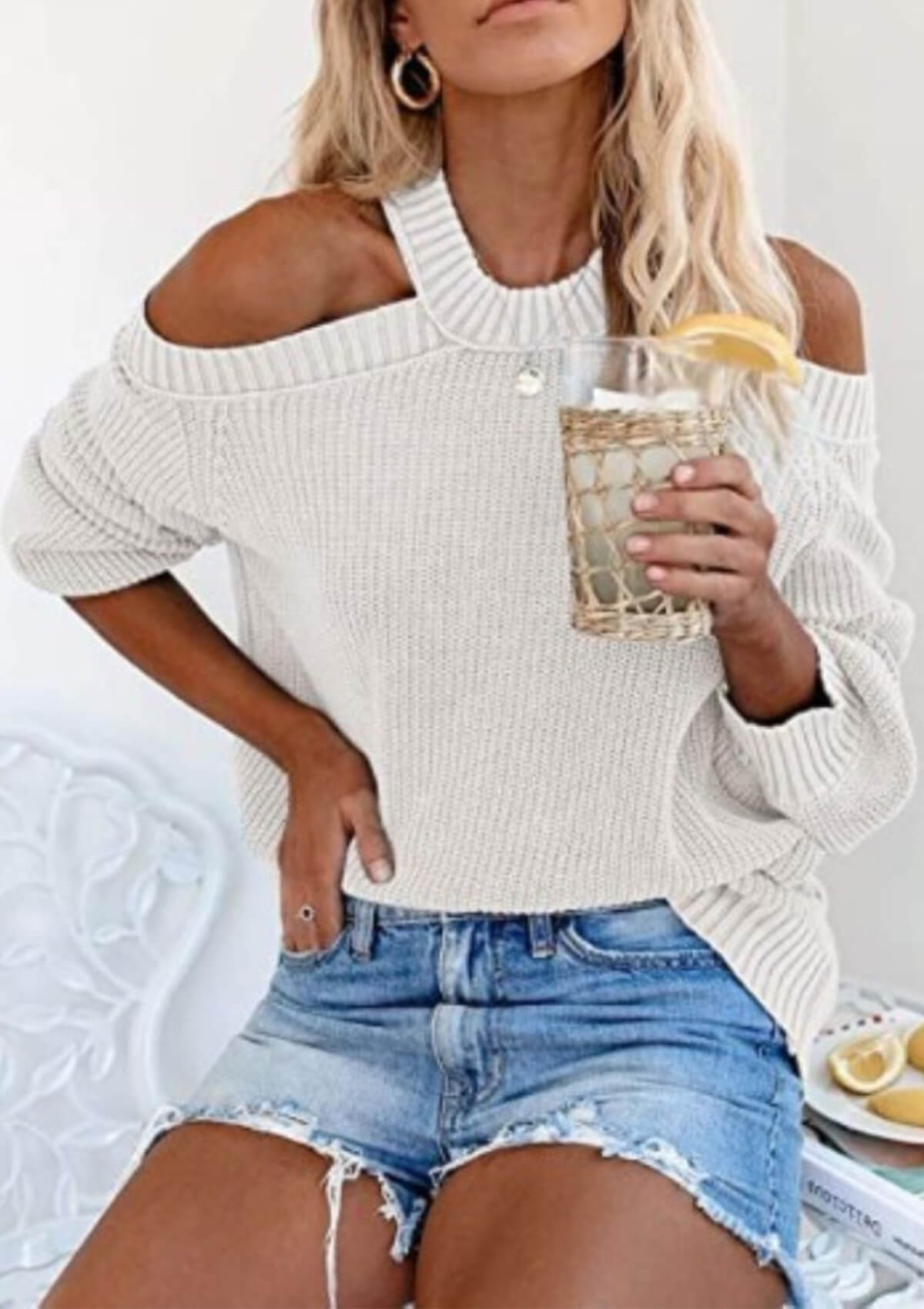 Cold Shoulder Knit Sweater