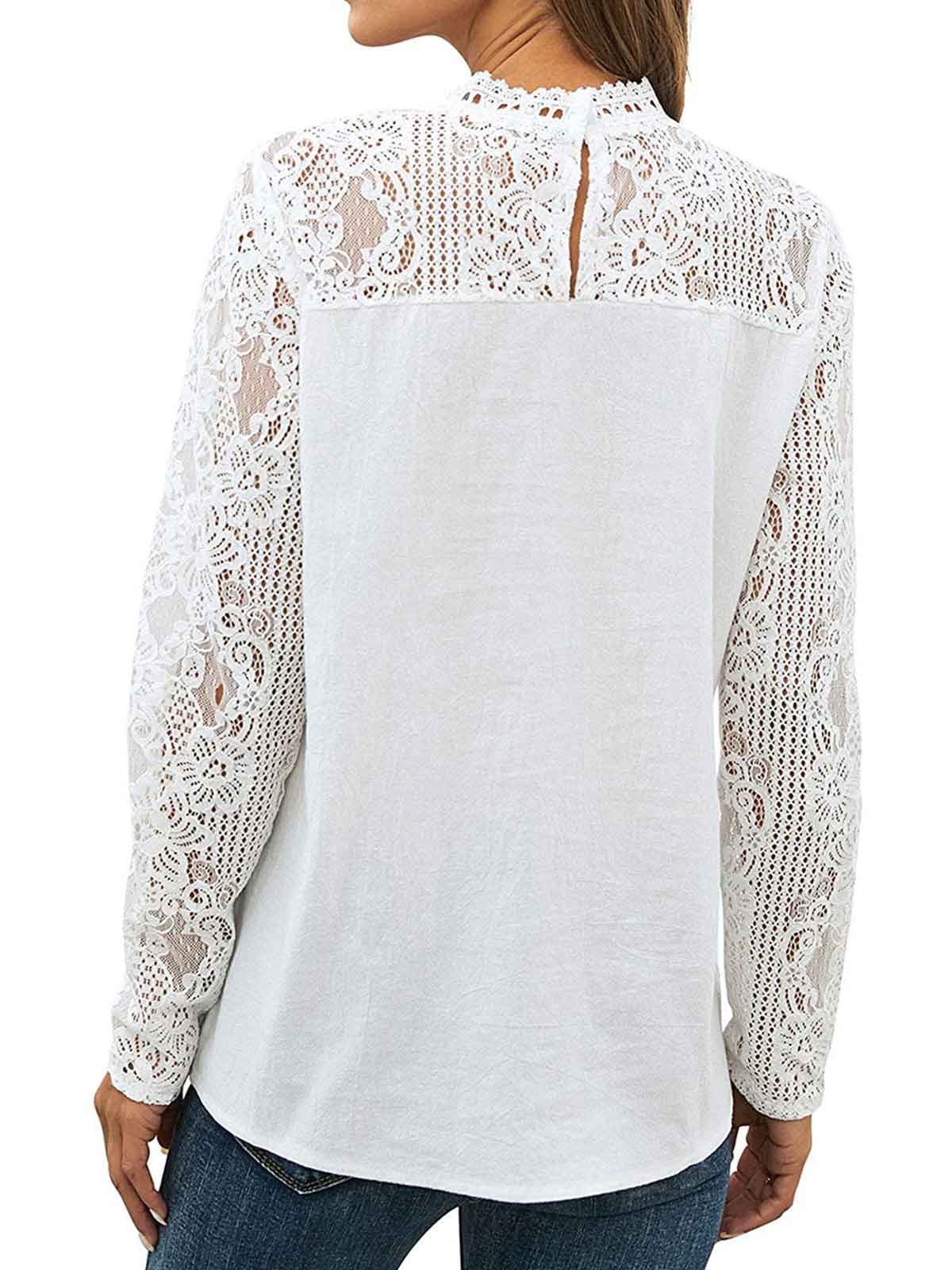 Lace Sleeve Solid Color Tops