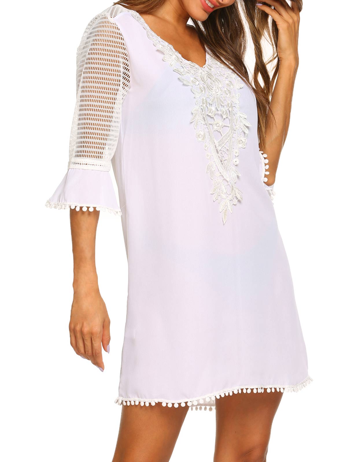 Lace Crochet Chiffon Coverups