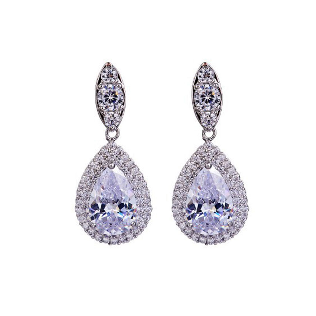 Zircon Marquise Leaf Teardrop Dangle Earrings Set