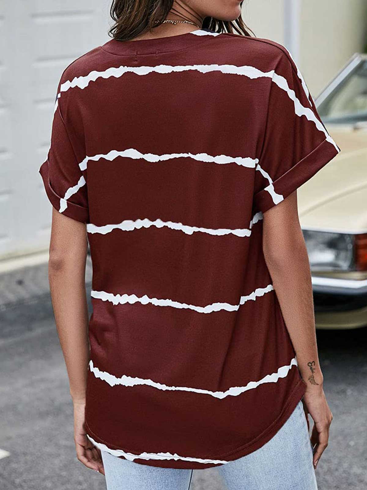 Striped V Neck T-shirt