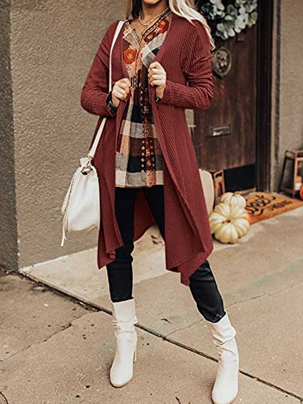 Irregular Hem Front Open Cardigan