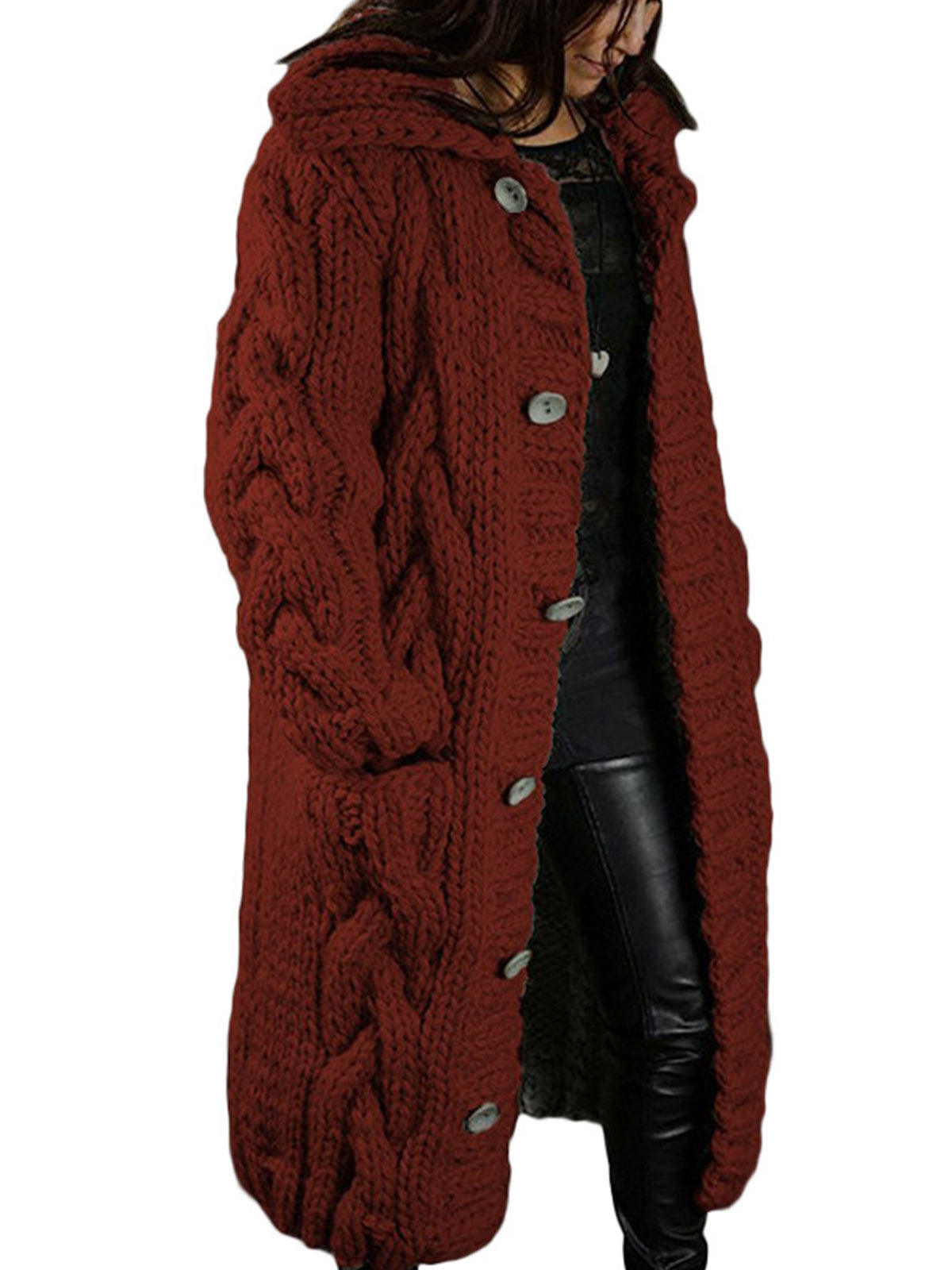 Knitted Thick-Line Cardigan Coat