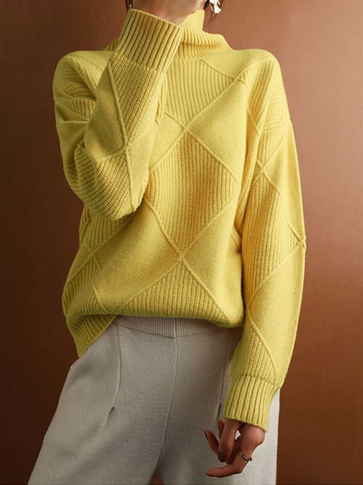 Cashmere Turtleneck Solid Color Sweater