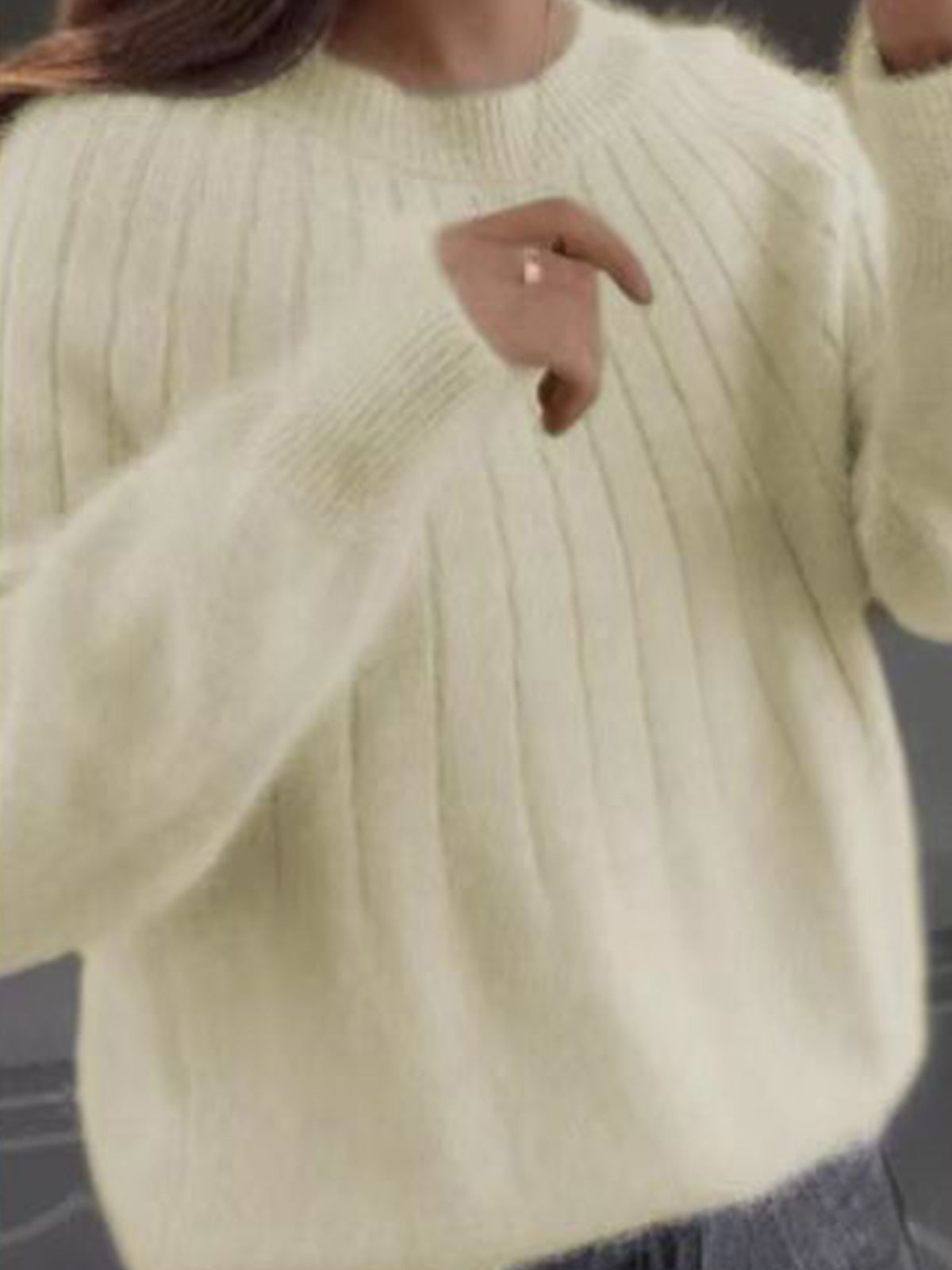 🔥Cashmere Solid Color Fluffy Knitting Sweater