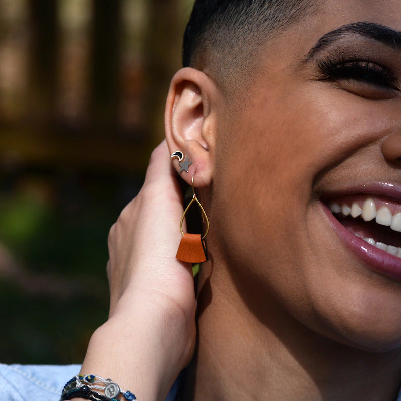 Folded Leather Earrings