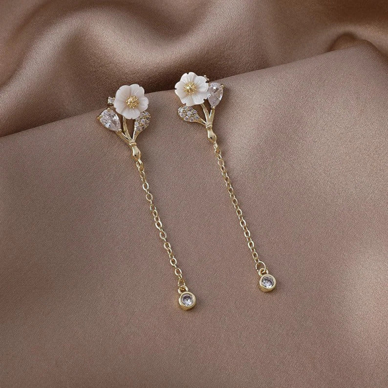 White flower earrings